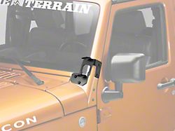 Rugged Ridge Dual A-Pillar Light Mounting Brackets; Textured Black (07-18 Jeep Wrangler JK)