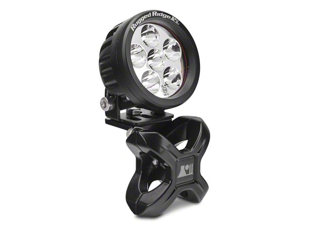 Rugged Ridge 3.50-Inch Round LED Light with Small X-Clamp Kit; Black (Universal; Some Adaptation May Be Required)