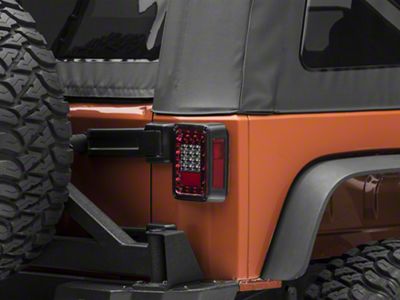 Rugged Ridge LED Tail Lights; Black Housing; Smoked Lens (07-18 Jeep Wrangler JK)
