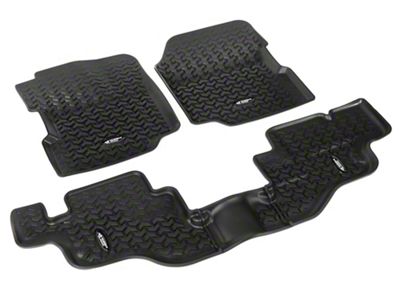 Rugged Ridge All-Terrain Front and Rear Floor Liners; Black (76-95 Jeep CJ7 & Wrangler YJ)