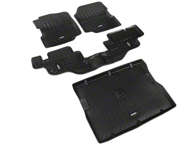 Rugged Ridge All-Terrain Front, Rear and Cargo Floor Liners; Black (76-95 Jeep CJ7 & Wrangler YJ)