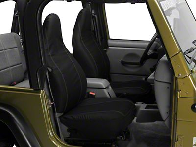 Barricade Jeep Wrangler Custom Front Seat Covers with Pockets; Black  J103216 (97-06 Jeep Wrangler TJ) - Free Shipping