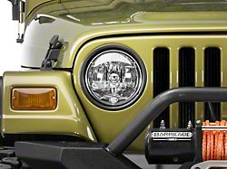 KC HiLiTES 7-Inch H4 Headlight; Chrome Housing; Clear Lens (97-06 Jeep Wrangler TJ)