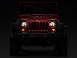 KC HiLiTES 7-Inch H4 Headlight Conversion Kit with DV8 Headlight Adapter; Chrome Housing; Clear Lens (18-24 Jeep Wrangler JL)