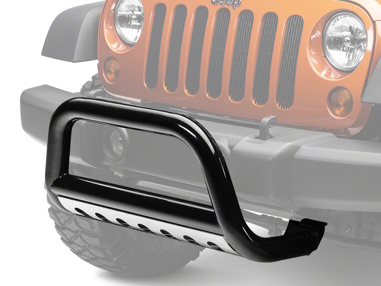 Rugged Ridge Jeep Wrangler 3 in. Black Bull Bar w/ Stainless Steel Skid