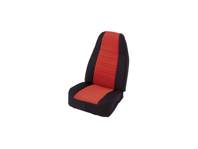 Smittybilt Neoprene Front and Rear Seat Covers; Black/Red (87-95 Jeep Wrangler YJ)