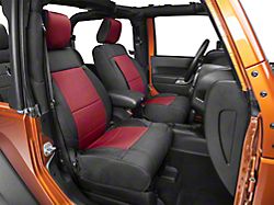 Smittybilt Neoprene Front and Rear Seat Covers; Black/Red (13-18 Jeep Wrangler JK 4 Door)