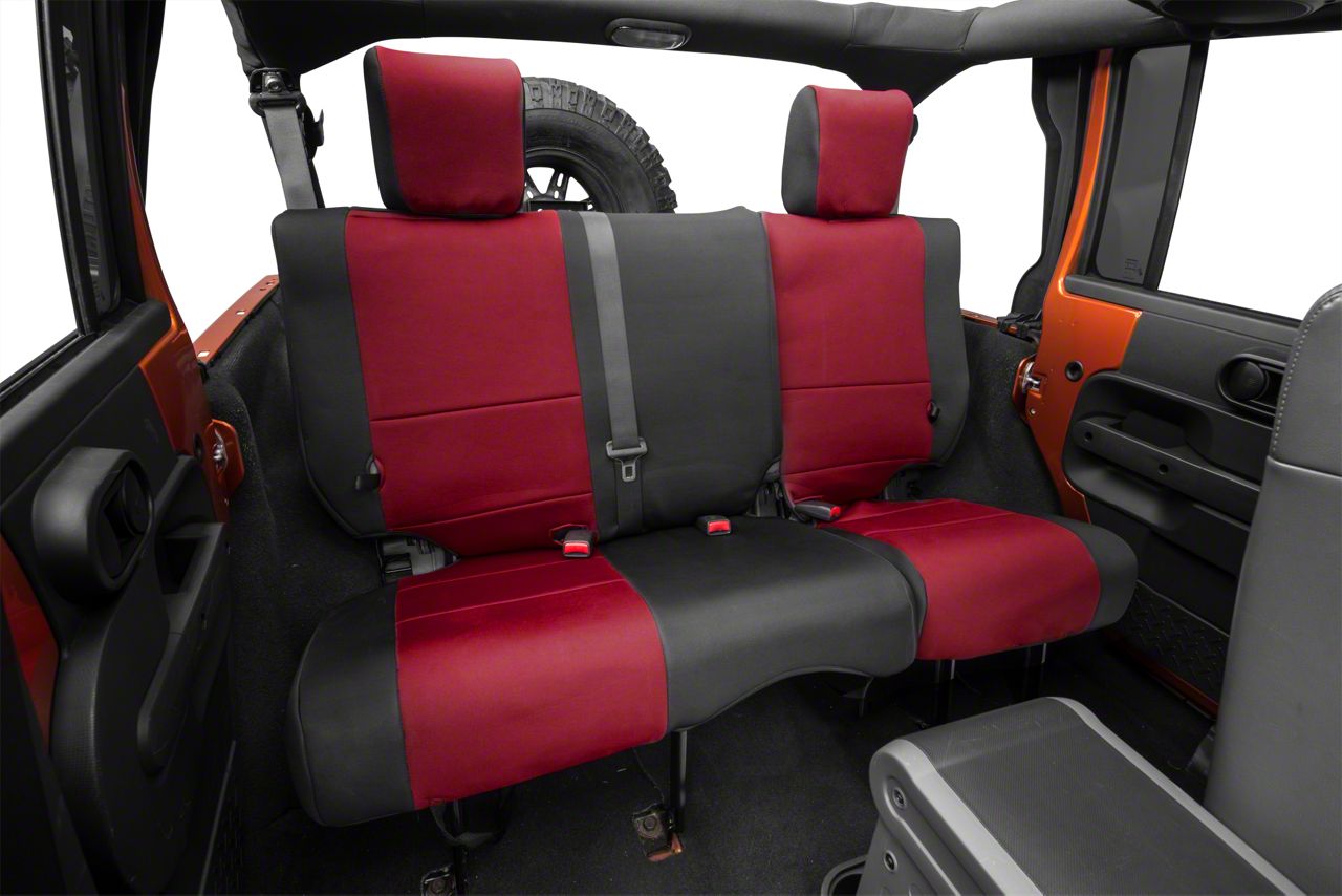 Smittybilt Neoprene Front and Rear Seat Covers; Black/Red (07-18 Jeep  Wrangler JK)