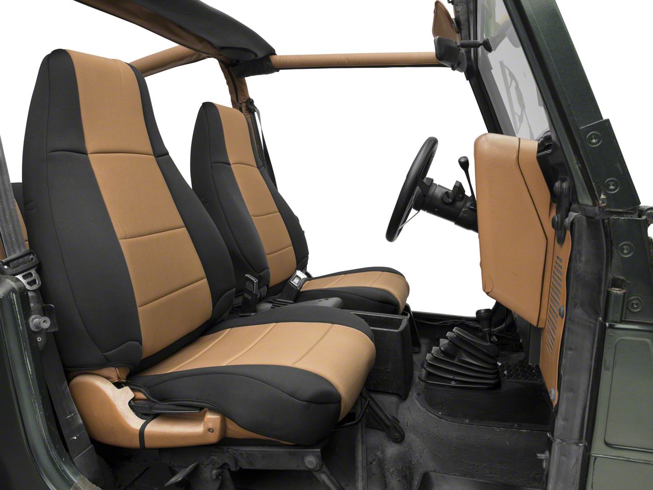 Smittybilt Jeep Wrangler Neoprene Seat Cover Set Front Rear Tan J103859 87 95 Yj - Jeep Tj Seat Covers Tan