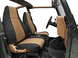 Smittybilt Neoprene Front and Rear Seat Covers; Black/Tan (91-95 Jeep Wrangler YJ)