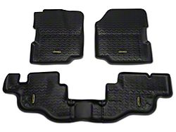 Barricade Front and Rear Floor Mats; Black (87-95 Jeep Wrangler YJ)