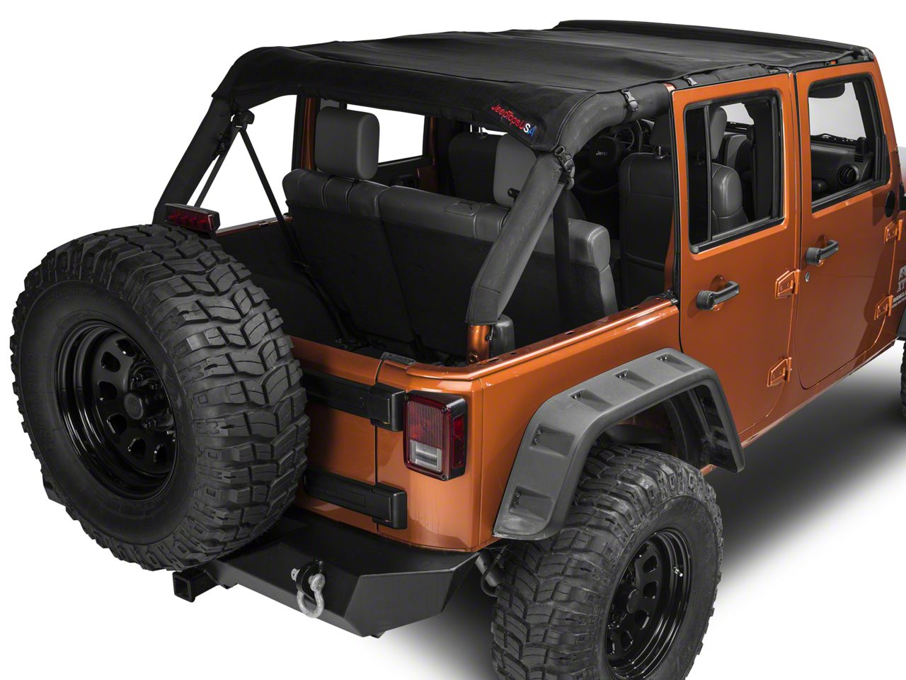 JTopsUSA Jeep Wrangler Safari Mesh - Black JKU-SAF-SOLID-Black (07-18 ...