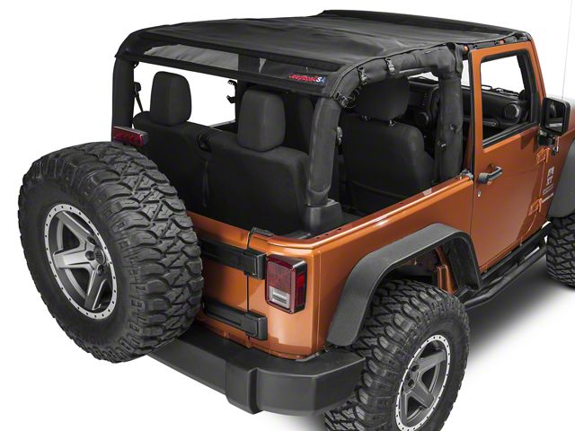 JTopsUSA Safari Mesh Shade Top; Black (07-18 Jeep Wrangler JK 2-Door)