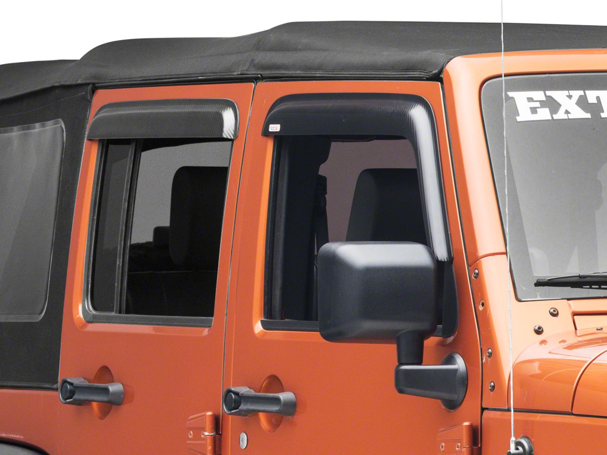 Rugged Ridge Jeep Wrangler Window Visors; Carbon Fiber Finish   (07-18 Jeep Wrangler JK 4-Door) - Free Shipping