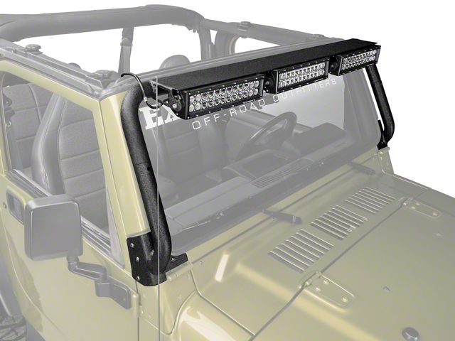 Rugged Ridge 13.50-Inch LED Light Bars with Windshield Mounted Light Bar (97-06 Jeep Wrangler TJ)