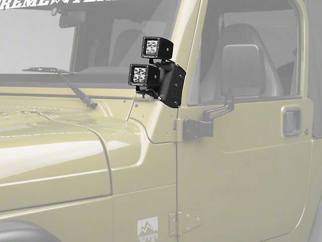 Rugged Ridge 3-Inch Square LED Lights with Dual A-Pillar Light Mounting Brackets (97-06 Jeep Wrangler TJ)