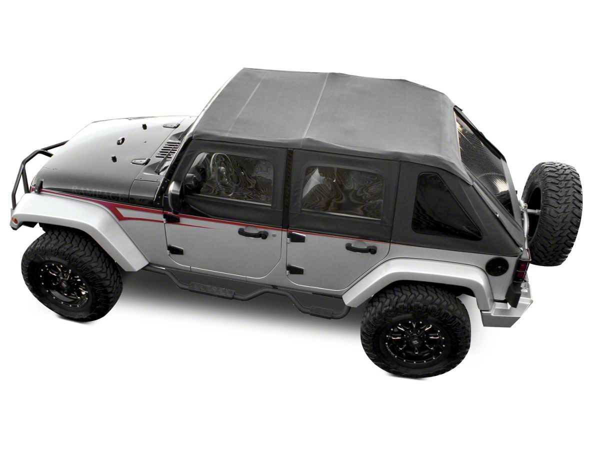 Jeep Wrangler Frameless Trail Soft Top with Tinted Windows; Black Diamond ( 07-18 Jeep Wrangler JK 4-Door) - Free Shipping