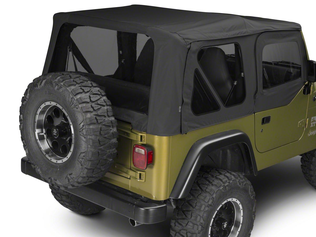 Jeep Wrangler Factory Replacement Soft Top with Clear Windows; Black Denim  (97-06 Jeep Wrangler TJ w/ Half Doors, Excluding Unlimited)
