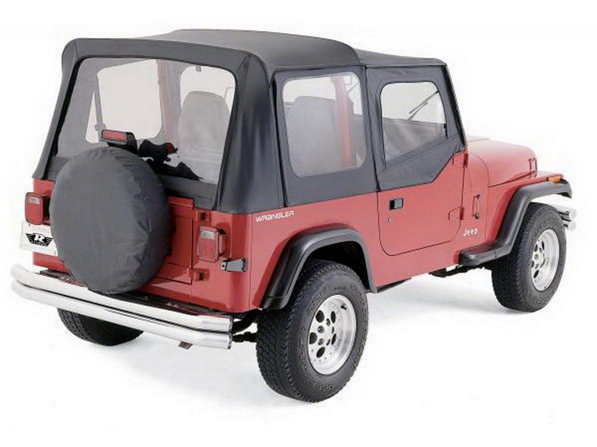 Jeep Wrangler Factory Replacement Soft Top with Clear Windows; Black Denim  (88-95 Jeep Wrangler YJ)