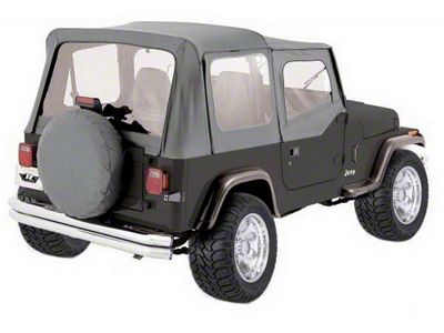 Complete Soft Top with Clear Windows; Gray Denim (76-95 Jeep CJ7 & Wrangler YJ w/ Half Doors)