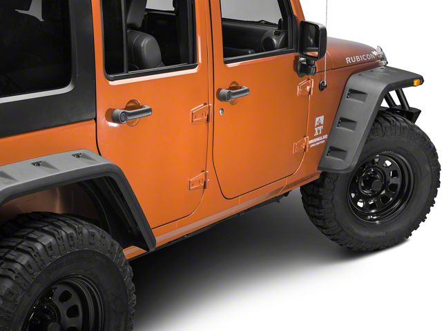 Off Camber Fabrications by MBRP Rock Rail Kit; LineX Coated (07-18 Jeep Wrangler JK 4-Door)