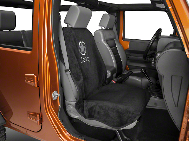 Seat Cover with Jeep Star; Black (Universal; Some Adaptation May Be Required)