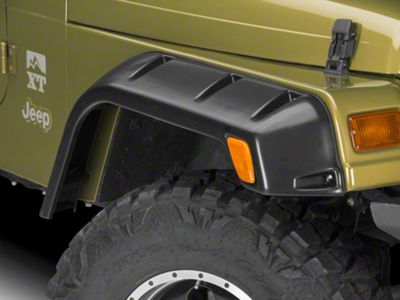 Rivet Style Fender Flares with Stainless Bolts; Smooth Black (97-06 Jeep Wrangler TJ)