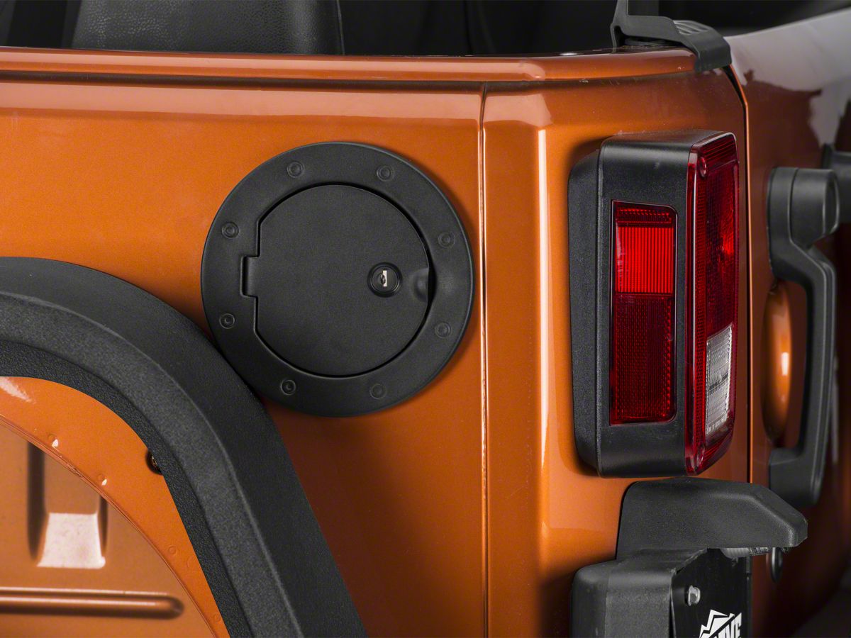 Rugged Ridge Jeep Wrangler Locking Gas Cap Door - Textured Black  ( 07-18 Jeep Wrangler JK)