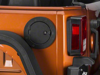 Rugged Ridge Locking Fuel Door Cover; Textured Black (07-18 Jeep Wrangler JK)