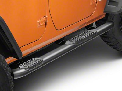 Raptor Series 4-Inch OE Style Curved Oval Side Step Bars; Black Textured (07-18 Jeep Wrangler JK 4-Door)