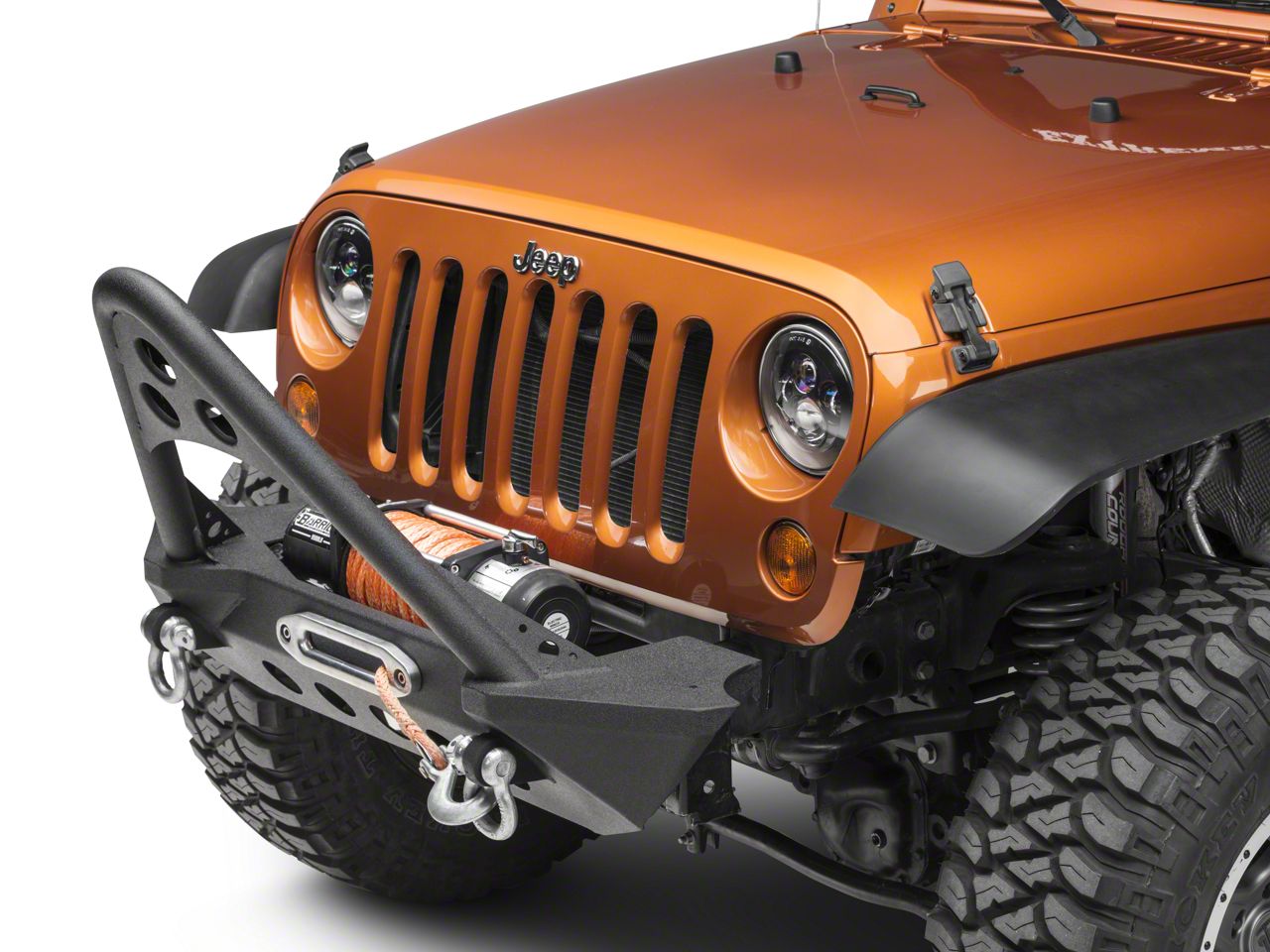 RedRock Jeep Wrangler Stubby Winch Front Bumper with Stinger Bar ...