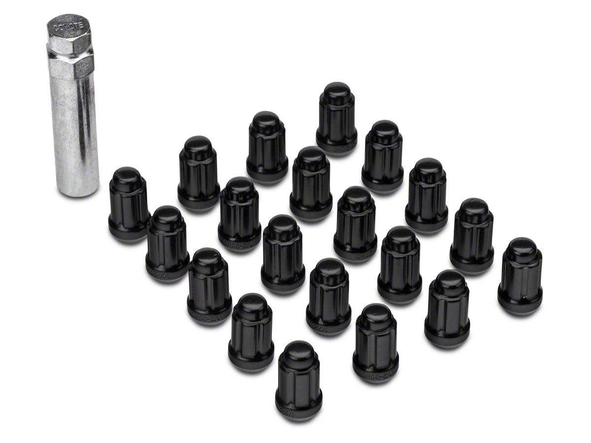 Jeep Wrangler Black 6 Spline Lug Nut Kit - 1/2 in. x 20 (87-18 Jeep  Wrangler YJ, TJ & JK)