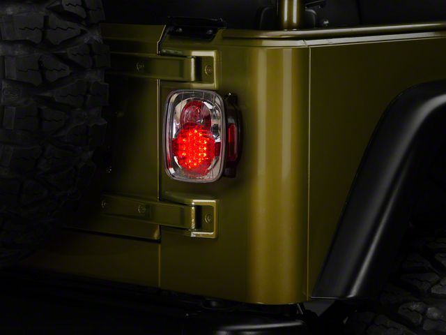 LED Tail Lights; Chrome Housing; Crystal Clear Lens (87-06 Jeep Wrangler YJ, TJ)