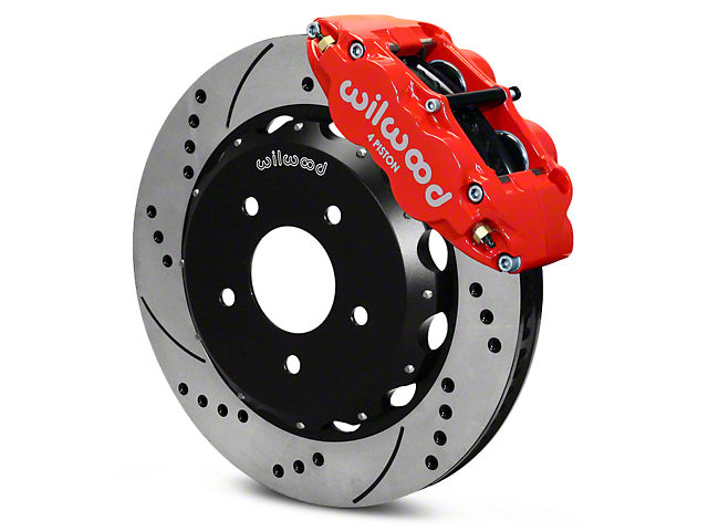 Wilwood Superlite 4R Front Big Brake Kit with Drilled Rotors; Red Calipers (07-18 Jeep Wrangler JK)