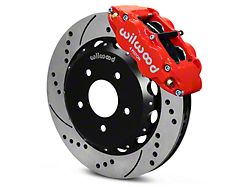 Wilwood Superlite 4R Front Big Brake Kit with Drilled Rotors; Red Calipers (07-18 Jeep Wrangler JK)