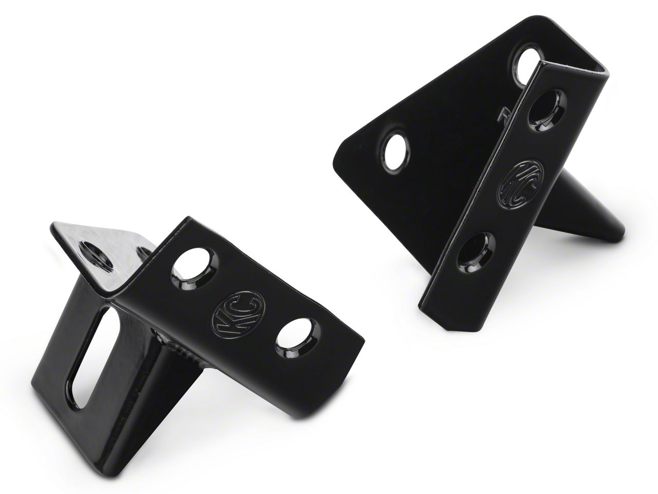 KC HiLiTES Jeep Wrangler Windshield Hinge Mounting Brackets; Black 7321