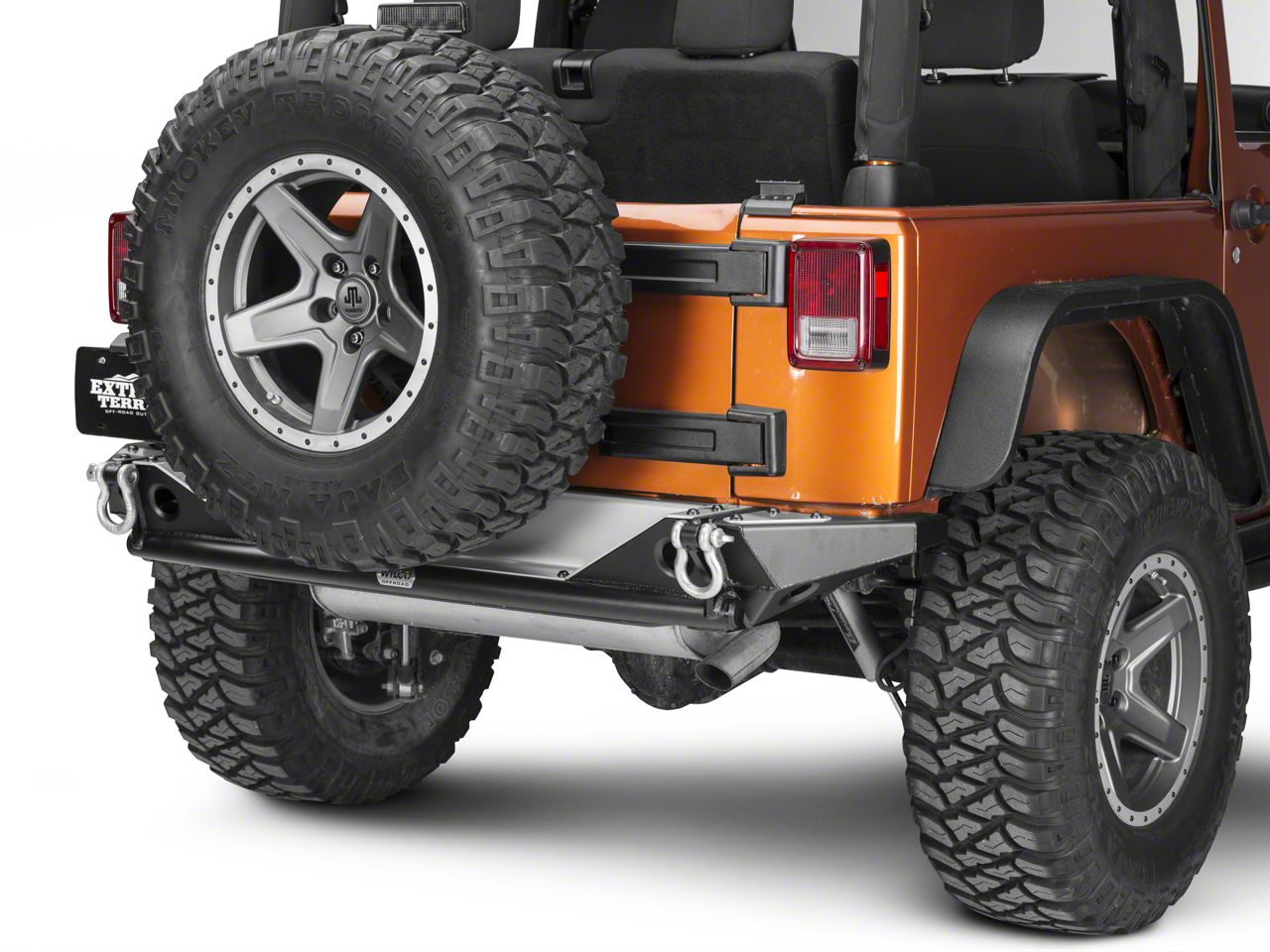 Wilco Offroad Wrangler MC2X Rear Bumper w/ Silver Aluminum Step Plates ...