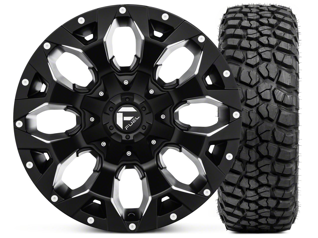 Fuel Wheels Jeep Wrangler Assault Black Machined Wheel 17x9 and BF