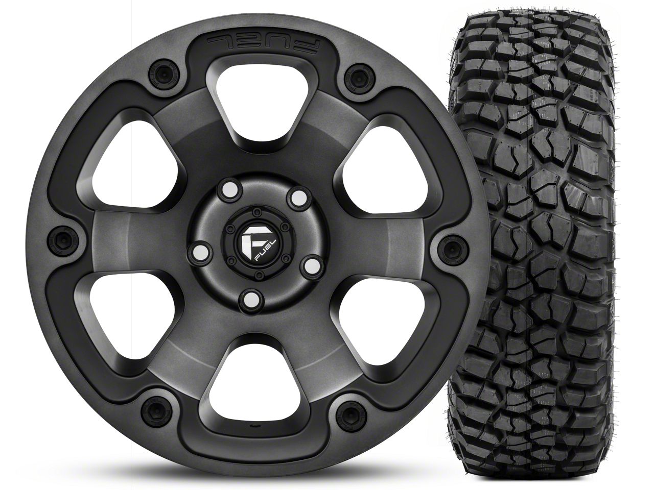 Fuel Wheels Jeep Wrangler Beast Black Machined Wheel 17x9 and BF