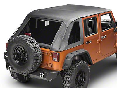 Jeep Wrangler Fold Back Soft Top; Black Diamond (07-18 Jeep Wrangler JK  4-Door) - Free Shipping
