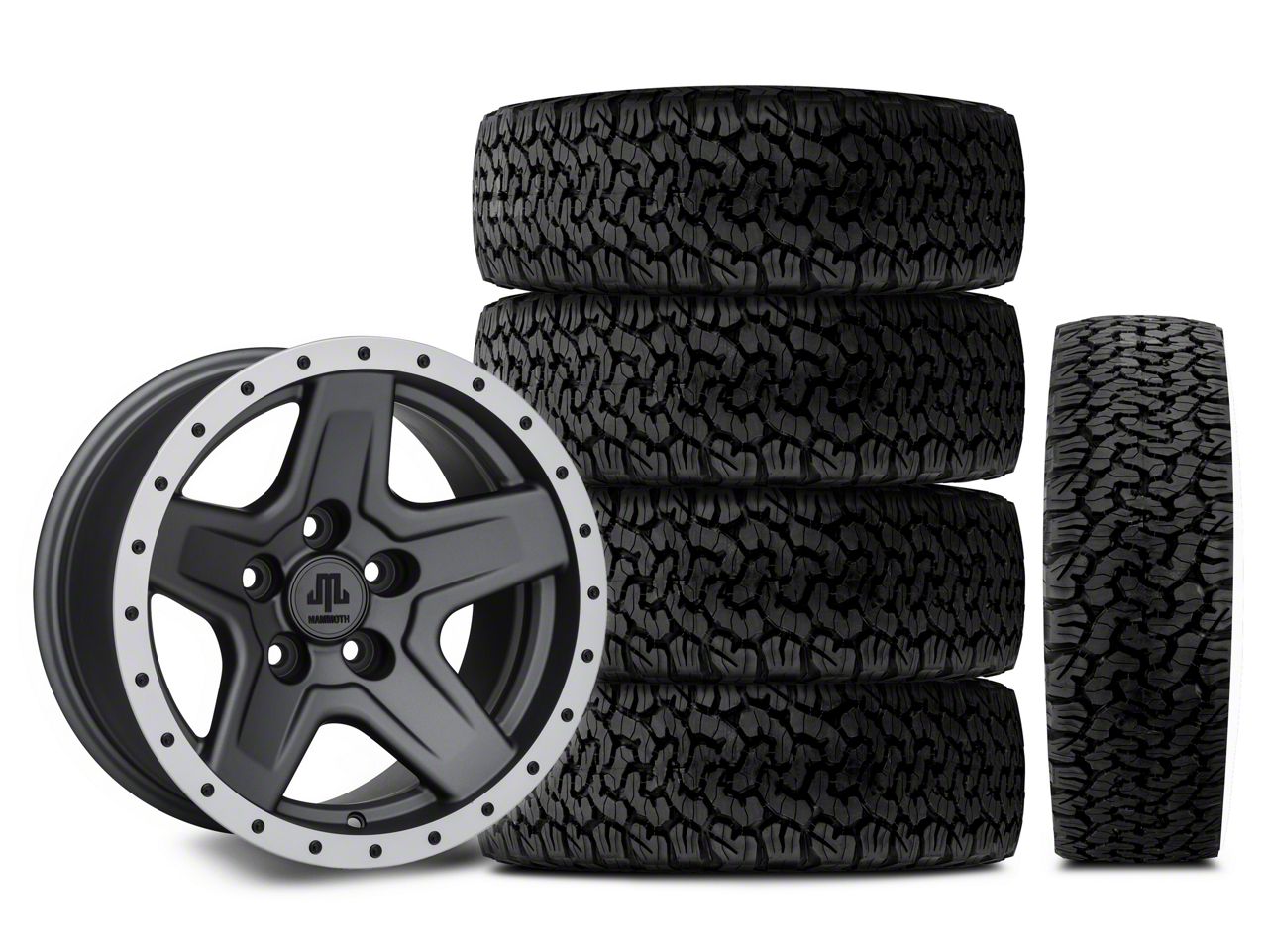 Mammoth Wrangler Boulder Beadlock Style Charcoal 15x8 Wheel & BF