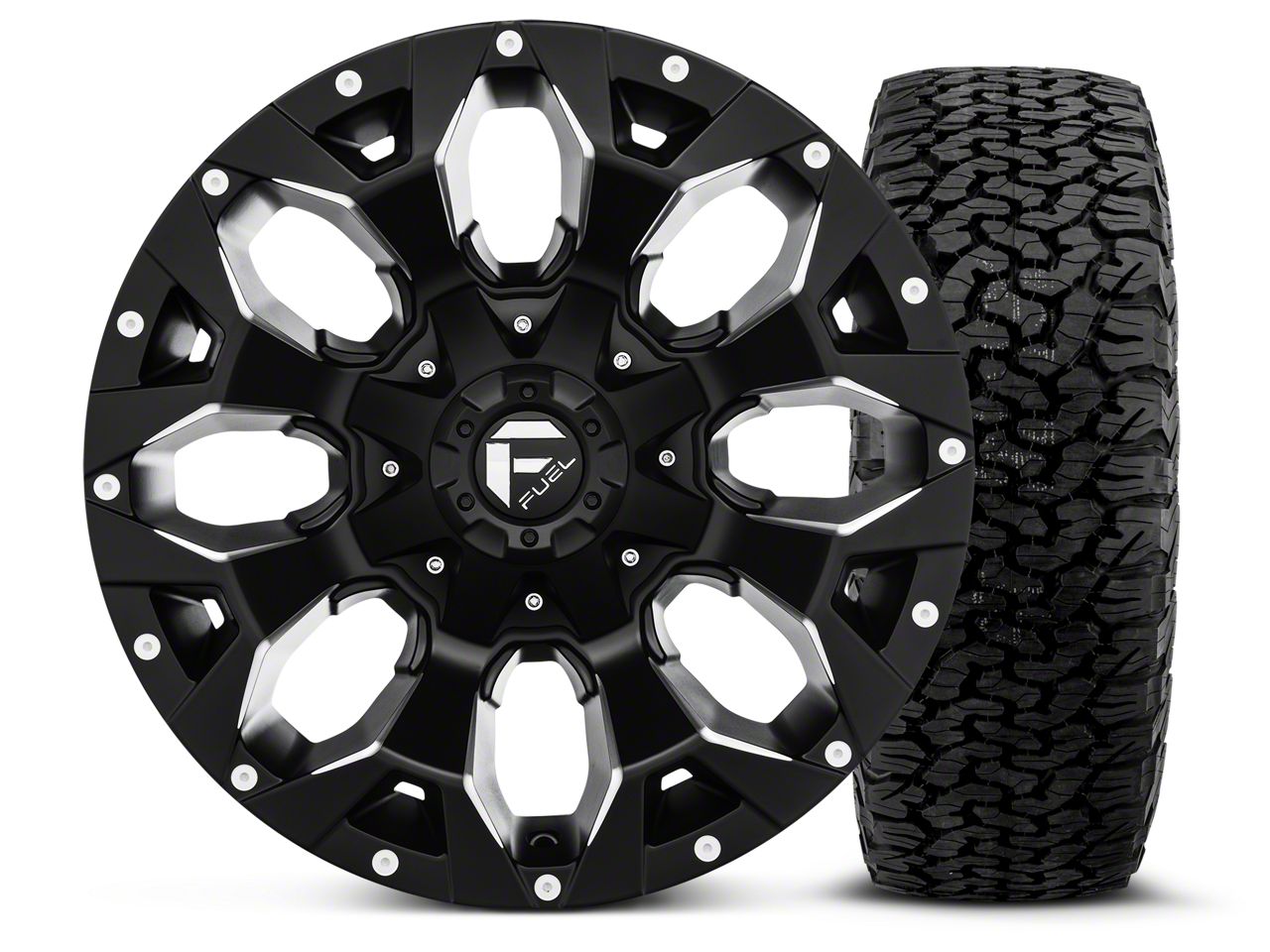 Fuel Wheels Jeep Wrangler Assault Black Machined 17x9 Wheel and BF