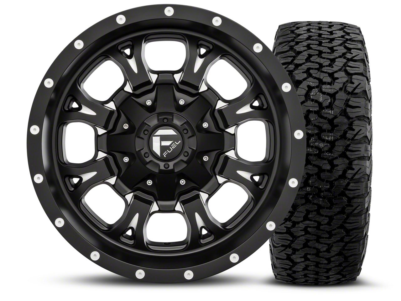 Fuel Wheels Jeep Wrangler Krank Black Milled 17x9 Wheel and BF