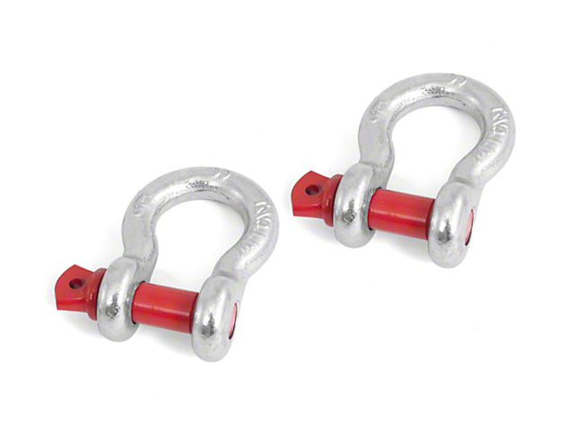 Rugged Ridge 5/8-Inch D-Ring Shackles; Silver with Red Pin