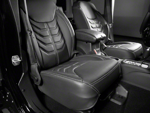 458 Style Leather Interior Kit; Charcoal with Silver Stitching (13-16 Jeep Wrangler JK 4-Door)