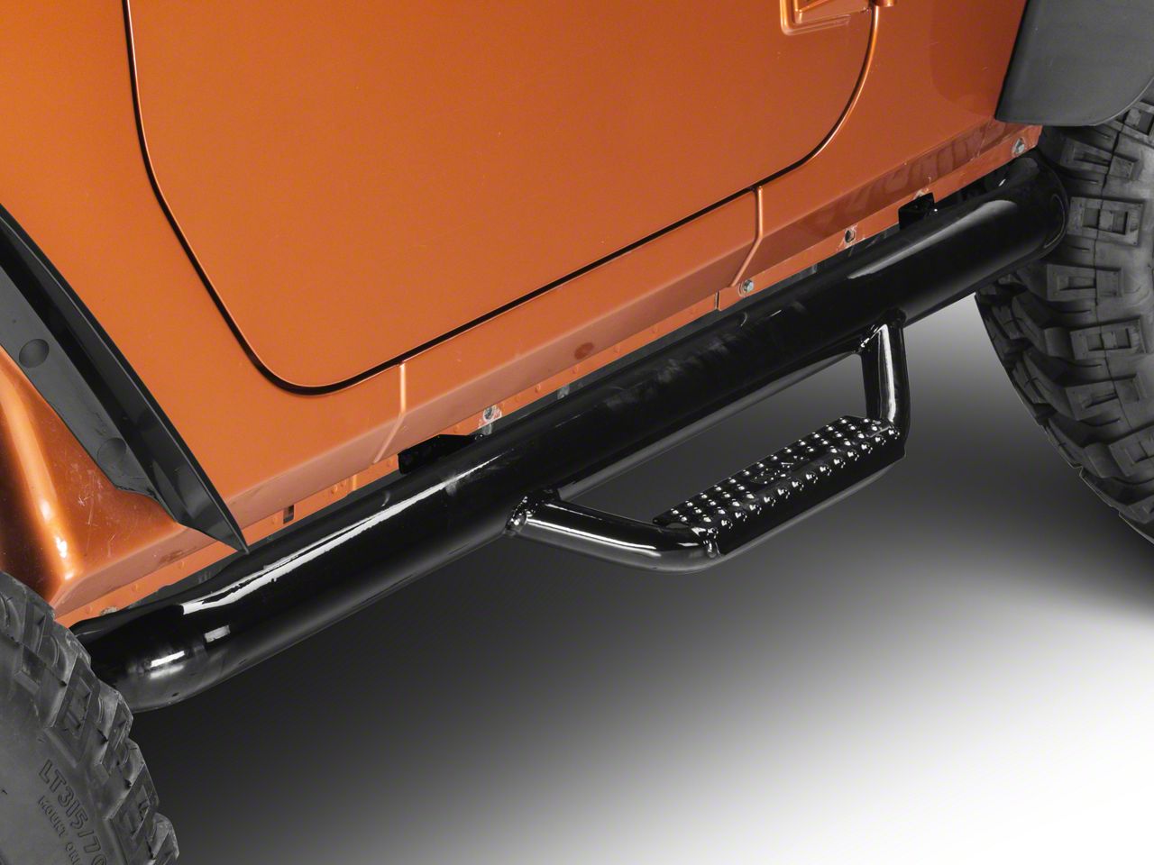 NFab Jeep Wrangler Wheel to Wheel Nerf Side Step Bars Gloss Black