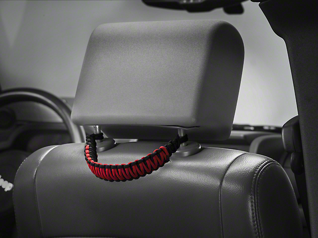 RedRock Headrest Paracord Grab Handles; Black and Red (07-22 Jeep Wrangler JK & JL)