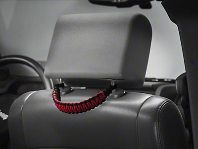 RedRock Jeep Wrangler Headrest Paracord Grab Handles; Black and Red J105898  (07-23 Jeep Wrangler JK & JL) - Free Shipping