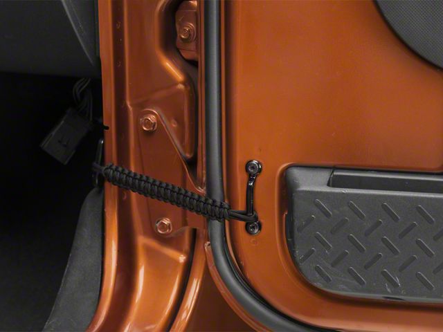RedRock Front Paracord Door Limit Straps; Black (07-18 Jeep Wrangler JK)
