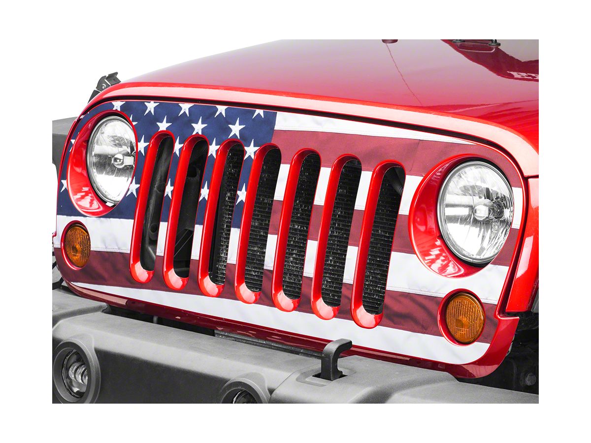 SEC10 Jeep Wrangler Full Color American Flag Grille Decal J105915 (07-18 Jeep  Wrangler JK)